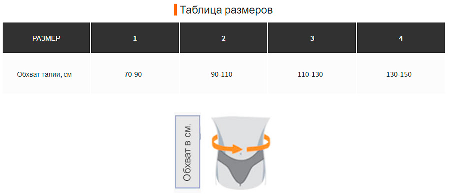 Таблица размеров