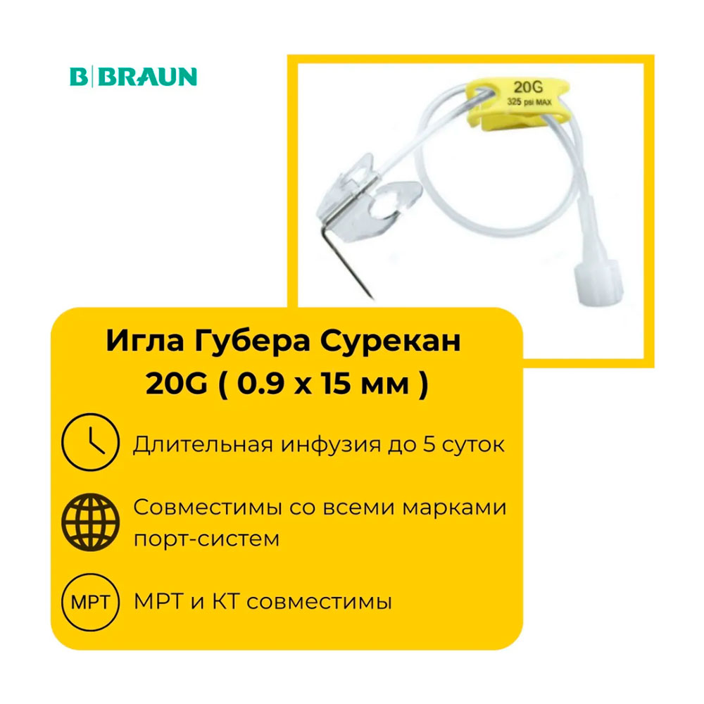 Игла Губера Surecan B.Braun без Y-коннектора купить в Екатеринбурге, цена