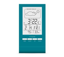 Термо-гигрометр цифровой с часами Т-14 голубой