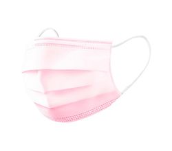 Одноразовая медицинская трехслойная маска, розовая