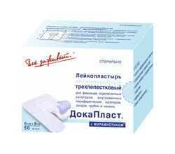 Повязка Докапласт 6 х 8 см для фиксации катетеров и канюль, 1 шт.