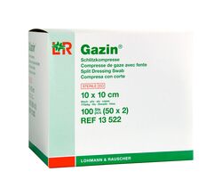 Салфетки LR Gazin (Газин) стерильные 8 слоев с Y-разрезом 10х10 см, 2 шт/уп, арт. 13522