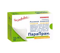 Повязка на рану Парапран с хлоргексидином 7,5х10 см, антимикробная, атравматическая, 1 шт.