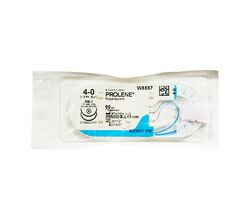 Пролен синий М1.5 (4/0) 90 см две колющие иглы RB-1, арт. W8557