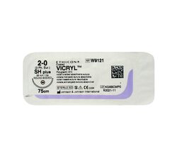 Викрил фиолетовый М3 (2/0) 75 см игла колющая SH-2 Plus 1/2 окр 26мм, арт. W9121