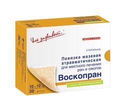 Повязка на рану Воскопран с мазью метилурациловой 10х10 см, 1 шт.