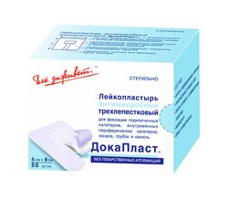 Повязка ДокаПласт 6 х 8 см для фиксации катетеров и канюль