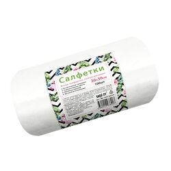 Салфетки спанлейс 20х30 см белые, 100 шт в рулоне