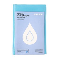Пеленка впитывающая многоразовая BESIDE «волны» бело-голубая, 80x90 см