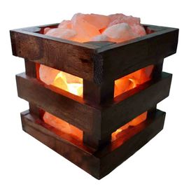 Солевая лампа Wonder Life в деревянном абажуре