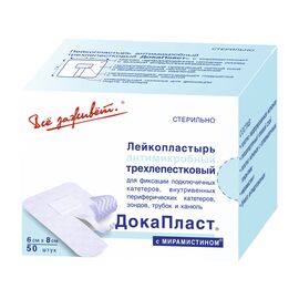 Повязка Докапласт 6 х 8 см для фиксации катетеров и канюль, 1 шт.