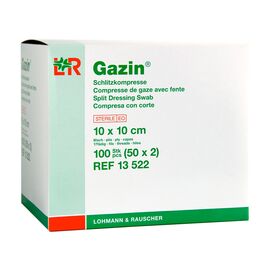Салфетки LR Gazin (Газин) стерильные 8 слоев с Y-разрезом 10х10 см, 2 шт/уп, арт. 13522