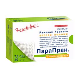 Повязка на рану Парапран с хлоргексидином 7,5х10 см, антимикробная, атравматическая, 1 шт.