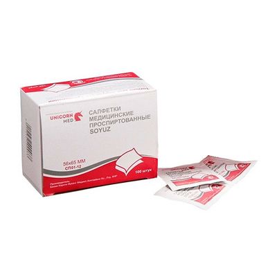 Салфетки спиртовые 56х65 мм Unicorn med