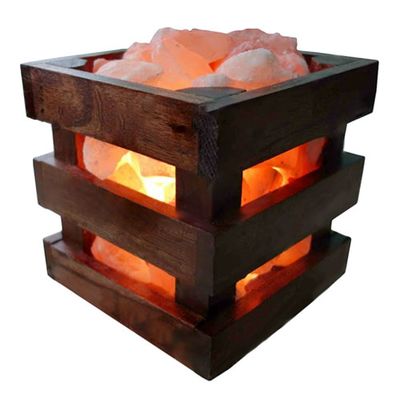 Солевая лампа Wonder Life в деревянном абажуре