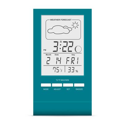 Термо-гигрометр цифровой с часами Т-14 голубой Термо-гигрометр цифровой с часами Т-14 голубой