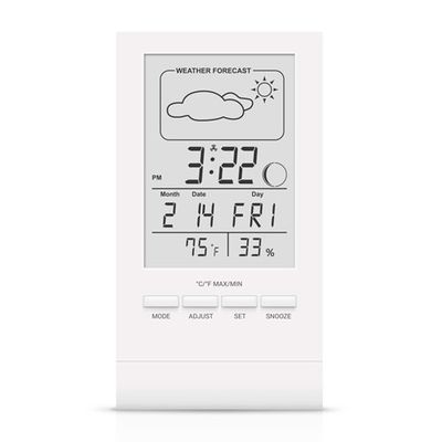 Термо-гигрометр цифровой с часами Т-14 белый Термо-гигрометр цифровой с часами Т-14 белый