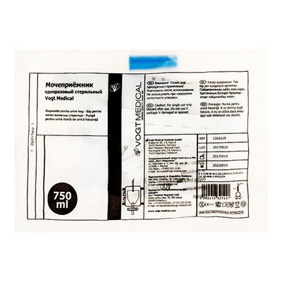 Мочеприемник Vogt Medical, 750 мл, Т-слив, с креплением к ноге