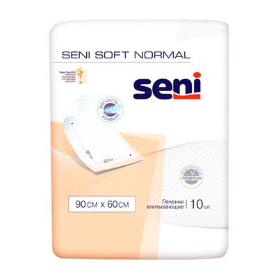 Одноразовые впитывающие пеленки Seni Soft Normal 90 x 60см, 10 штук