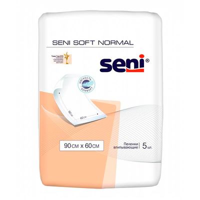 Одноразовые впитывающие пеленки Seni Soft Normal 90 x 60см, 5 штук