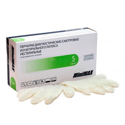 Смотровые латексные перчатки MiniMax, опудренные