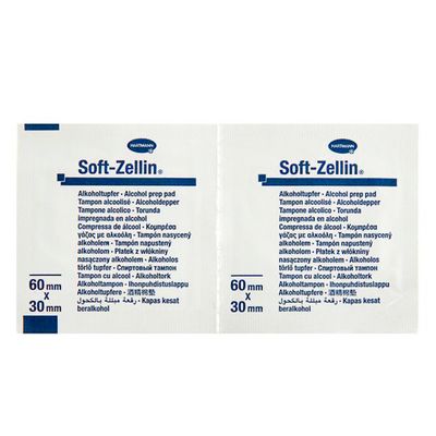 Спиртовые тампоны Soft-ZELLIN 60 x 30 мм 100 шт в упаковке