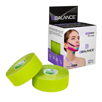 Кинезио тейп BBTape Face Pack 2,5 см х 5 м, лаймовый, 2 шт.
