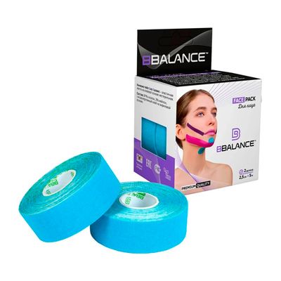 Кинезио тейп BBTape Face Pack 2,5 см х 5 м, голубой, 2 шт.
