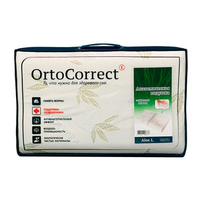 Ортопедическая подушка OrtoCorrect Aloe Vera с эффектом памяти в упаковке Ортопедическая подушка OrtoCorrect Aloe Vera с эффектом памяти в упаковке