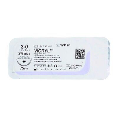 Викрил фиолетовый М2 (3/0) 75 см игла колющая SH-2 Plus 1/2 окр 26мм, арт. W9120 Викрил фиолетовый М2 (3/0) 75 см игла колющая SH-2 Plus 1/2 окр 26мм, арт. W9120