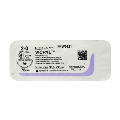 Викрил фиолетовый М3 (2/0) 75 см игла колющая SH-2 Plus 1/2 окр 26мм, арт. W9121 Викрил фиолетовый М3 (2/0) 75 см игла колющая SH-2 Plus 1/2 окр 26мм, арт. W9121
