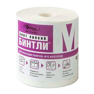 Бинт липкий Бинтли-М в рулоне 5 см х 10 м, мягкий