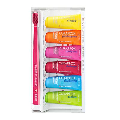 Набор из зубной щетки и 6 паст Curaprox BE YOU Mix Set
