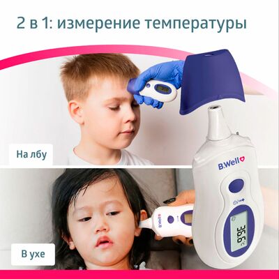 Измерение температуры на лбу и  в ушах Измерение температуры на лбу и  в ушах