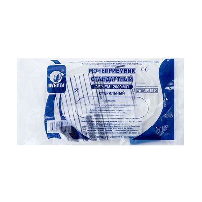 Мочеприемник прикроватный INEKTA стандартный стерильный 2 л в индивидуальной упаковке