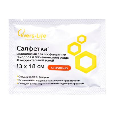 Салфетки для профилактики геморроя Evers Life 13х18 мм, 10 шт Салфетки для профилактики геморроя Evers Life 13х18 мм, 10 шт